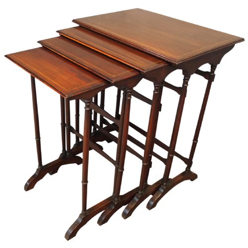 Nest of 4 Inlaid Mahogany Tables