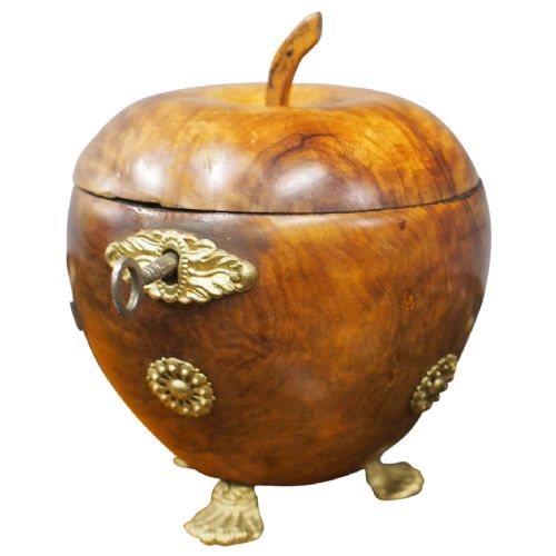 Apple Shaped Fruitwood Tea Caddy
