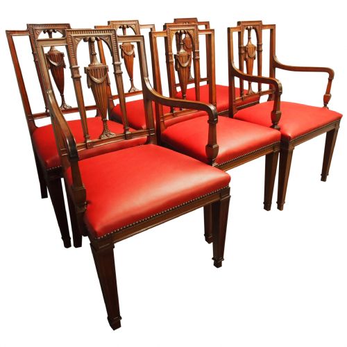 Set of 6 Mahogany Adams Style Dining Chairs