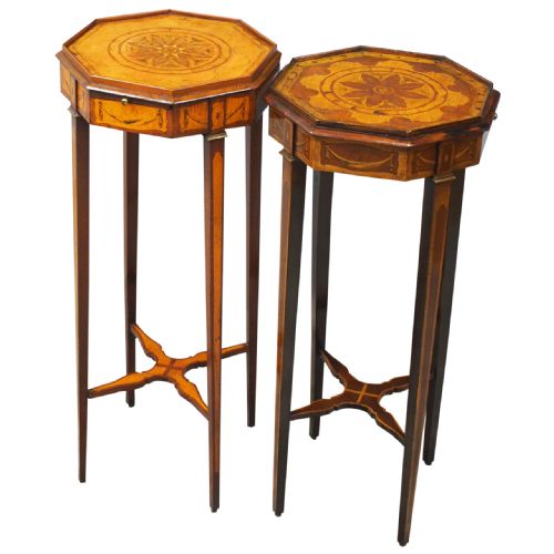 MATCHED PAIR OF GEORGE III INLAID STANDS
