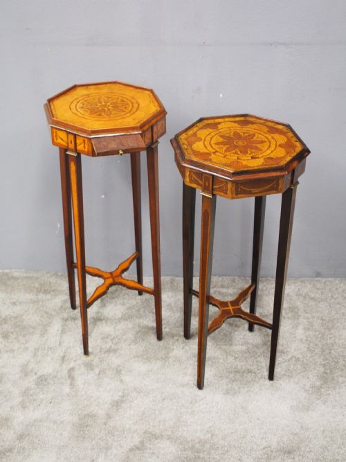 MATCHED PAIR OF GEORGE III INLAID STANDS - ADDITIONAL PHOTO 1