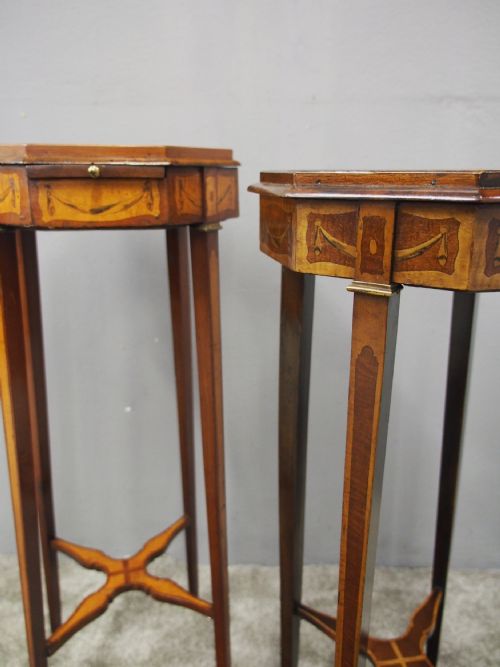 MATCHED PAIR OF GEORGE III INLAID STANDS - ADDITIONAL PHOTO 2