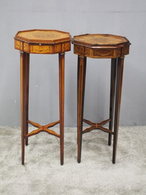 MATCHED PAIR OF GEORGE III INLAID STANDS - ADDITIONAL PHOTO 4