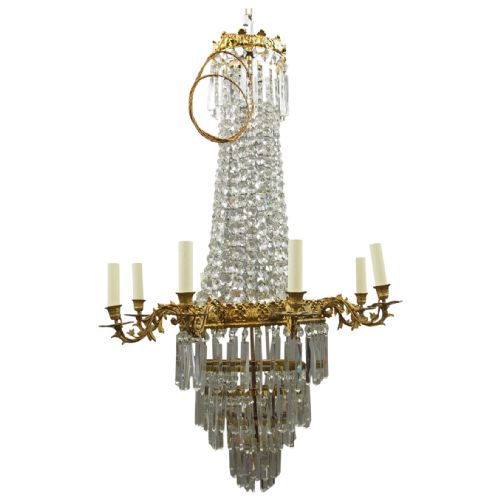 Victorian Cut Crystal Tent and Bag Chandelier
