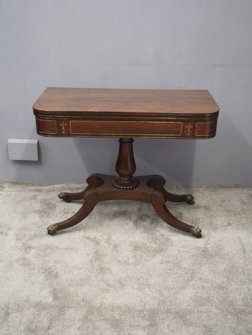 REGENCY BRASS INLAID ROSEWOOD TEA TABLE - ADDITIONAL PHOTO 2
