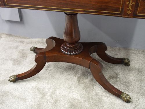REGENCY BRASS INLAID ROSEWOOD TEA TABLE - ADDITIONAL PHOTO 6