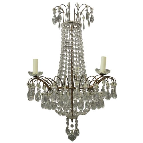 1930s Tent and Bag Cut Crystal Chandelier