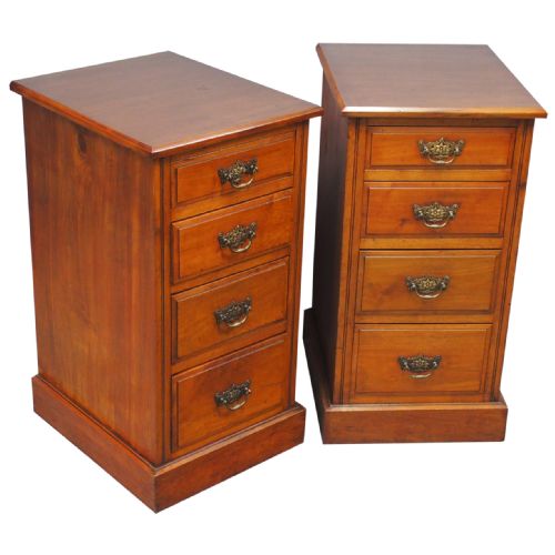Pair of Late Victorian Walnut Bedsides