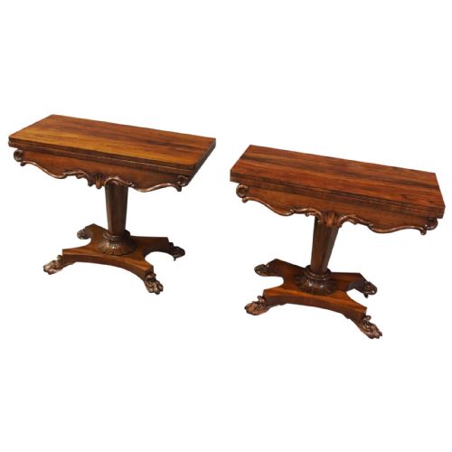 Pair of George IV Rosewood Card Tables
