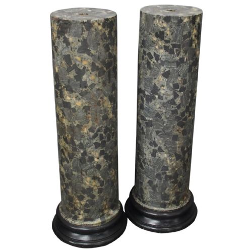 Pair of Italian Scagiola Pedestals / Columns