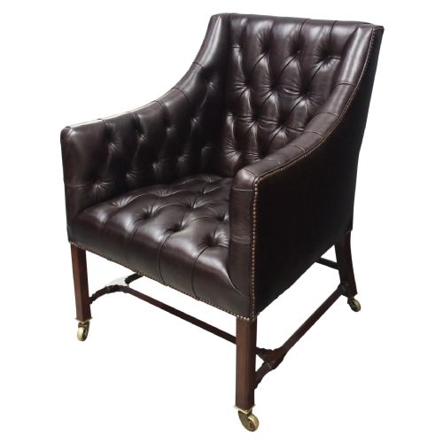 George III Mahogany and Leather Library Chair