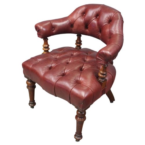 Victorian Walnut and Leather Office Chair