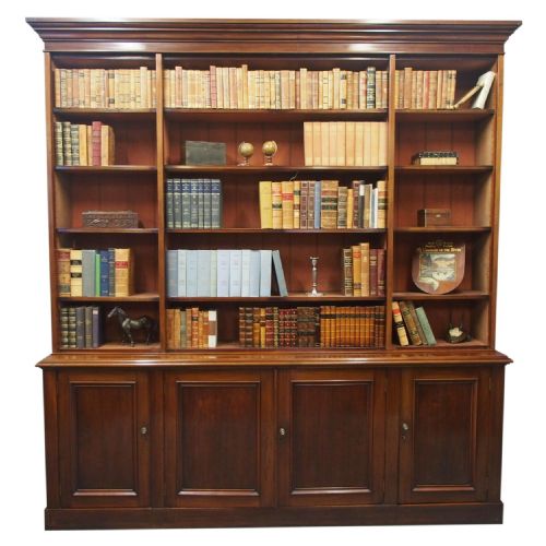 Large Victorian Mahogany Open Bookcase