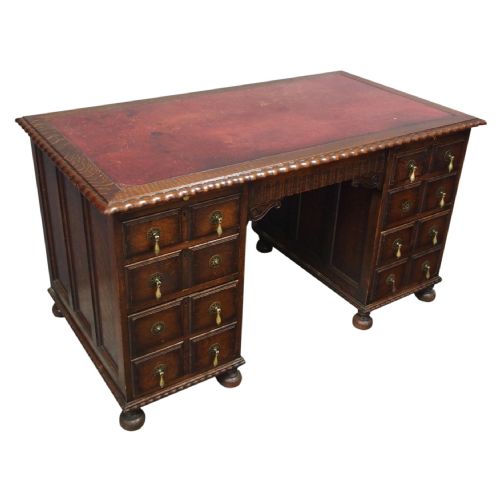 Oak Pedestal Desk by Waring and Gillows, Lancaster