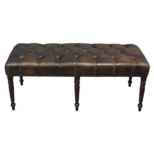 Georgian Style Leather Upholstered Stool