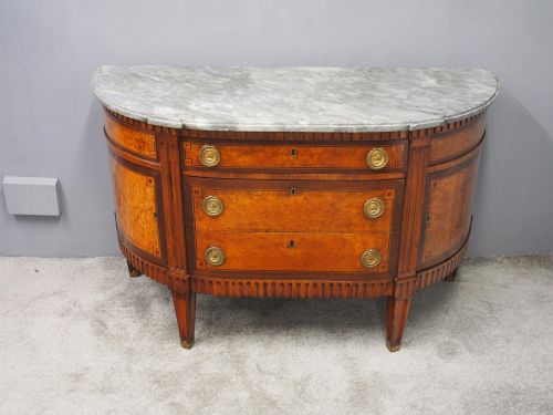 DUTCH MARBLE TOP BURR ELM COMMODE CHEST - ADDITIONAL PHOTO 1