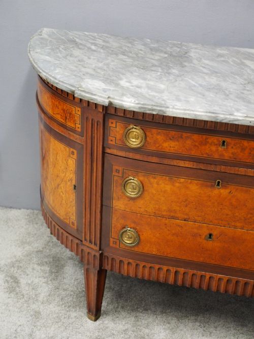 DUTCH MARBLE TOP BURR ELM COMMODE CHEST - ADDITIONAL PHOTO 2