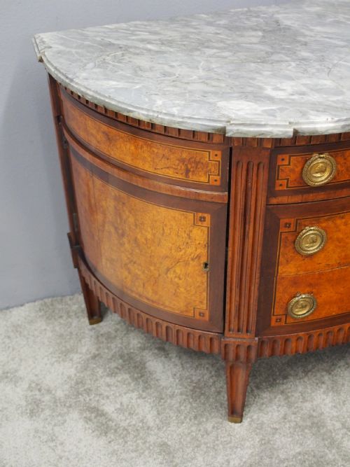 DUTCH MARBLE TOP BURR ELM COMMODE CHEST - ADDITIONAL PHOTO 4