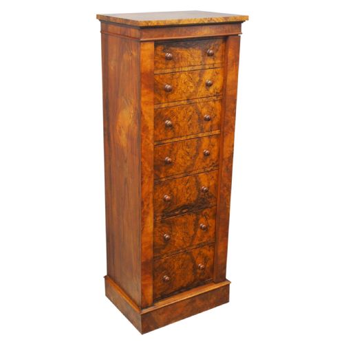 Victorian Figured and Burr Walnut Wellington Chest