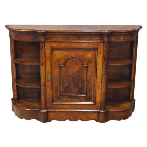 Victorian Serpentine Burr Walnut Credenza