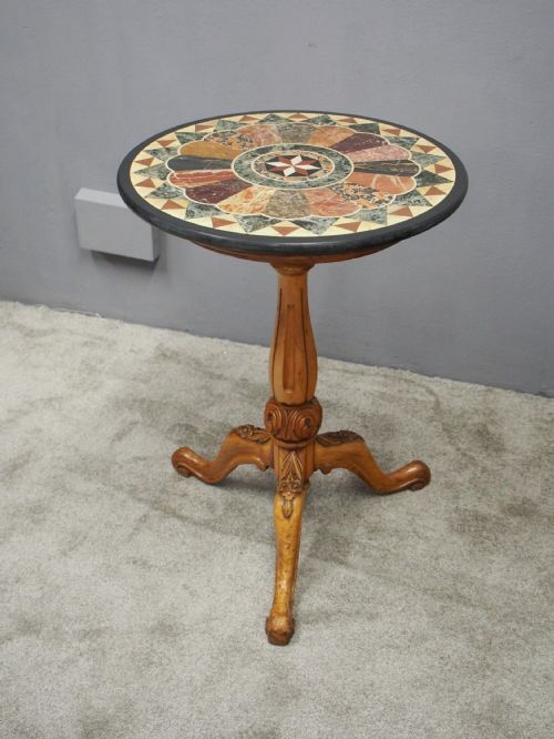 ITALIAN SPECIMEN MARBLE AND SATIN BIRCH TABLE - ADDITIONAL PHOTO 1