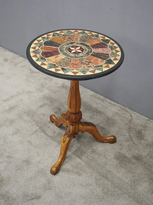 ITALIAN SPECIMEN MARBLE AND SATIN BIRCH TABLE - ADDITIONAL PHOTO 2