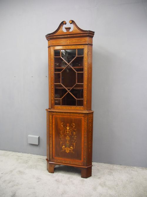 SHERATON STYLE MARQUETRY INLAID CORNER CABINET - ADDITIONAL PHOTO 1