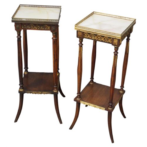Pair of Louis XV Style Marble Top Stands