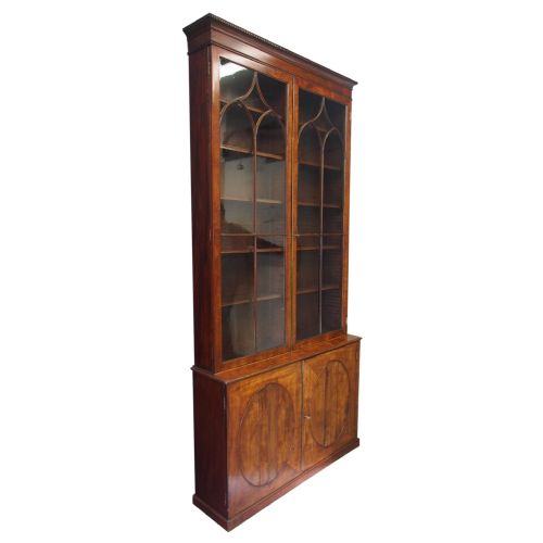 Tall George III Mahogany Cabinet Bookcase