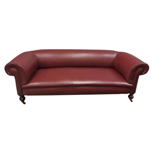 Victorian Burgundy Leather Chesterfield Sofa