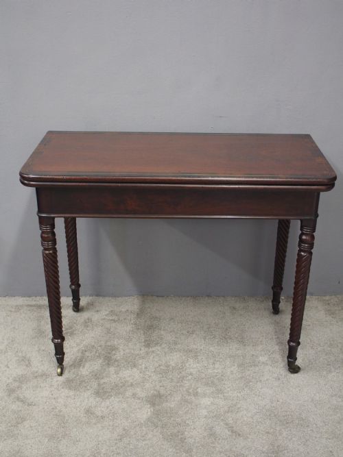 IRISH INLAID MAHOGANY FOLDOVER TEA TABLE - ADDITIONAL PHOTO 1