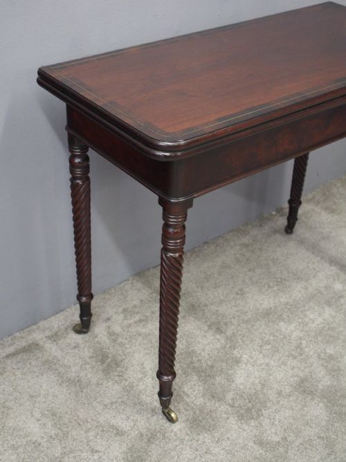 IRISH INLAID MAHOGANY FOLDOVER TEA TABLE - ADDITIONAL PHOTO 2