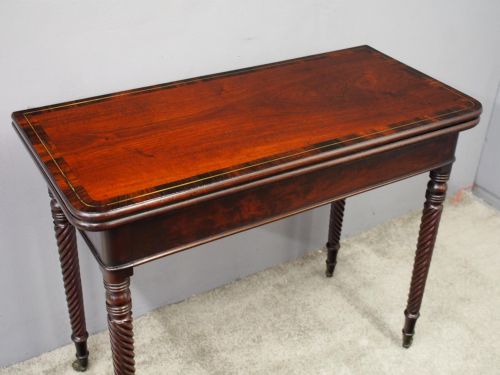 IRISH INLAID MAHOGANY FOLDOVER TEA TABLE - ADDITIONAL PHOTO 3