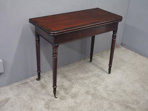 IRISH INLAID MAHOGANY FOLDOVER TEA TABLE - ADDITIONAL PHOTO 4