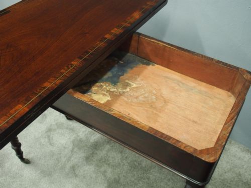 IRISH INLAID MAHOGANY FOLDOVER TEA TABLE - ADDITIONAL PHOTO 6