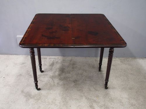 IRISH INLAID MAHOGANY FOLDOVER TEA TABLE - ADDITIONAL PHOTO 7