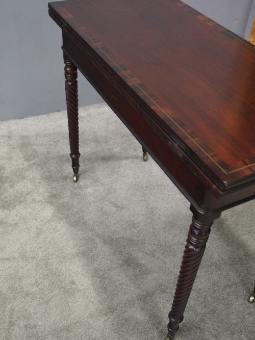 IRISH INLAID MAHOGANY FOLDOVER TEA TABLE - ADDITIONAL PHOTO 9