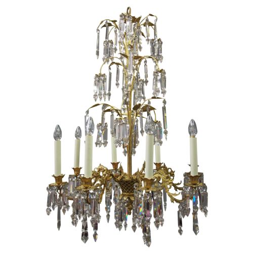 Edwardian Gilded and Glass Chandelier