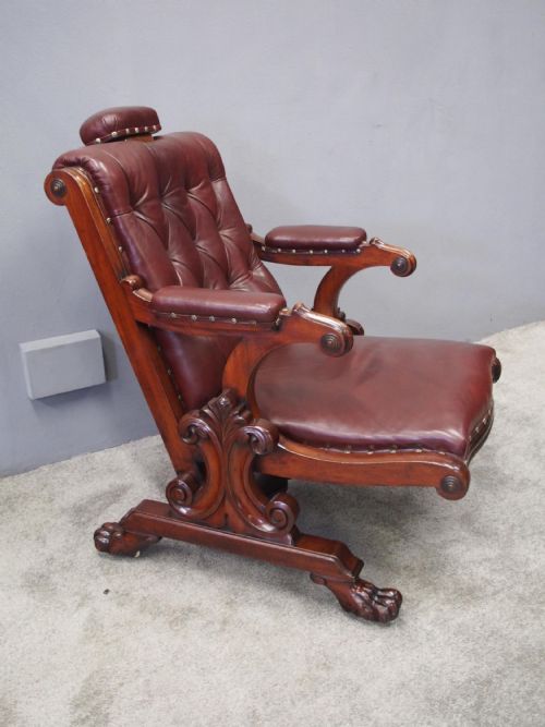 WILLIAM IV MAHOGANY AND BURGUNDY LEATHER ARMCHAIR - ADDITIONAL PHOTO 1