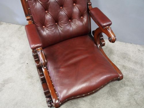 WILLIAM IV MAHOGANY AND BURGUNDY LEATHER ARMCHAIR - ADDITIONAL PHOTO 3