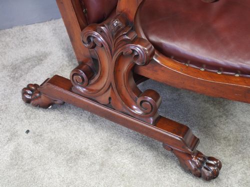 WILLIAM IV MAHOGANY AND BURGUNDY LEATHER ARMCHAIR - ADDITIONAL PHOTO 4