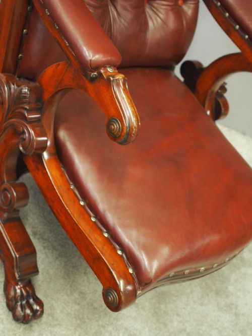 WILLIAM IV MAHOGANY AND BURGUNDY LEATHER ARMCHAIR - ADDITIONAL PHOTO 5