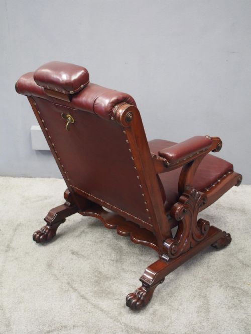 WILLIAM IV MAHOGANY AND BURGUNDY LEATHER ARMCHAIR - ADDITIONAL PHOTO 6