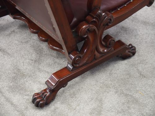 WILLIAM IV MAHOGANY AND BURGUNDY LEATHER ARMCHAIR - ADDITIONAL PHOTO 7