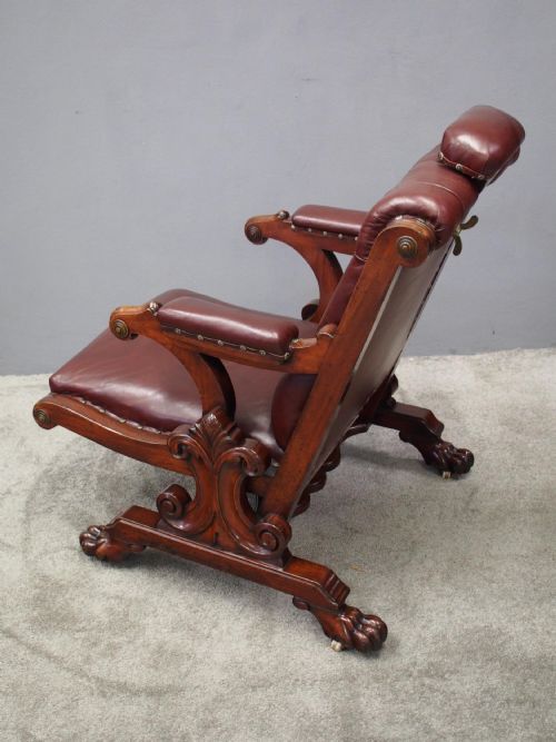 WILLIAM IV MAHOGANY AND BURGUNDY LEATHER ARMCHAIR - ADDITIONAL PHOTO 8