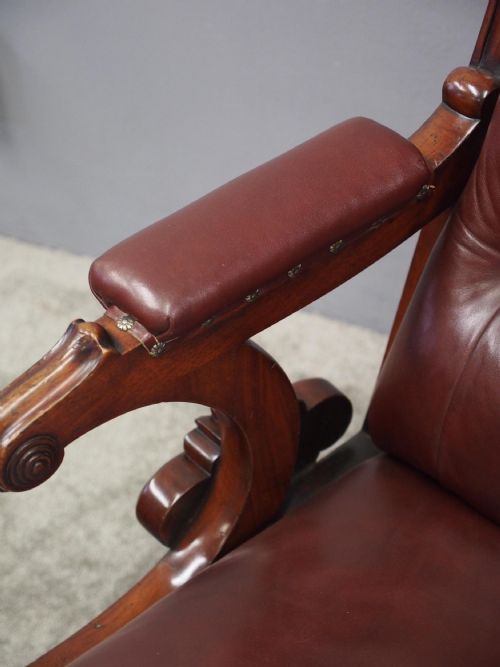 WILLIAM IV MAHOGANY AND BURGUNDY LEATHER ARMCHAIR - ADDITIONAL PHOTO 9