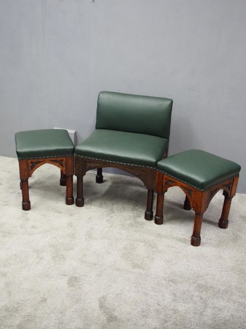 SUITE OF 3 LATE 19TH CENTURY GOTHIC STOOLS - ADDITIONAL PHOTO 2