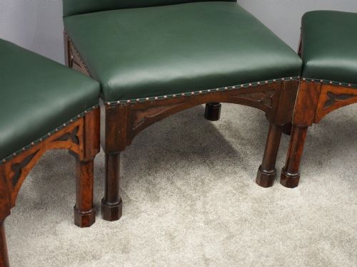 SUITE OF 3 LATE 19TH CENTURY GOTHIC STOOLS - ADDITIONAL PHOTO 4