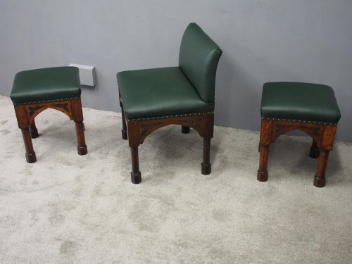 SUITE OF 3 LATE 19TH CENTURY GOTHIC STOOLS - ADDITIONAL PHOTO 5