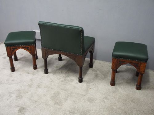 SUITE OF 3 LATE 19TH CENTURY GOTHIC STOOLS - ADDITIONAL PHOTO 6